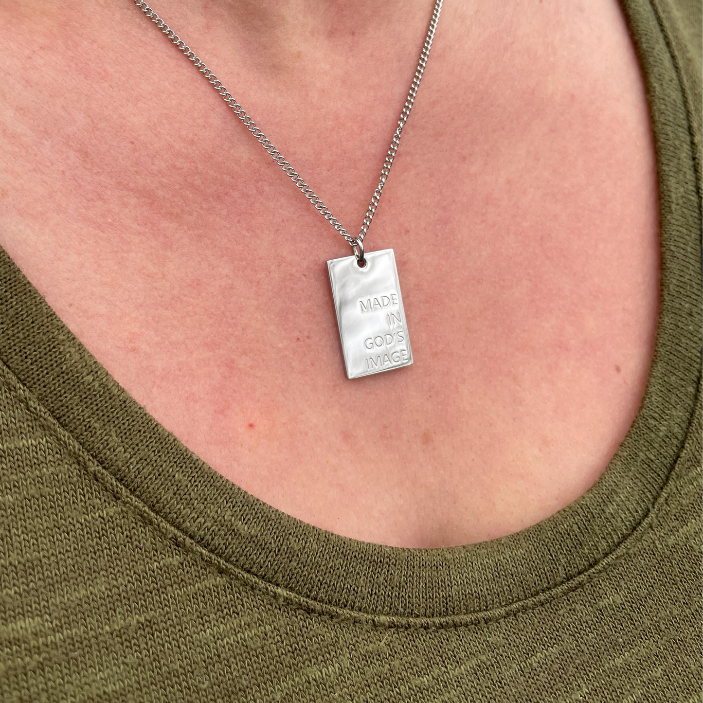 Uplifting Reminder Rectangular Pendant Necklace